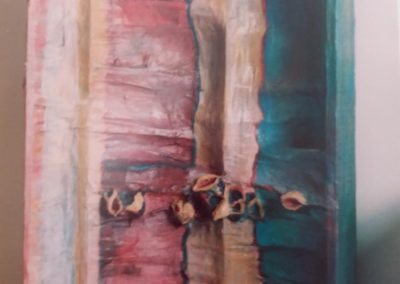 חיבור-ארגז, תחבושות גבס, צבע אקריל, לילי קוזלובסקי, 2006